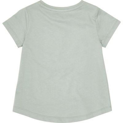 Mini girls mint green &#39;Love&#39; print T-shirt